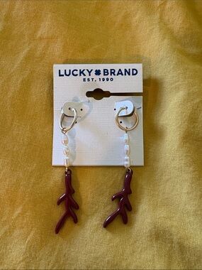 LUCKY BRAND coral and pearl dangle